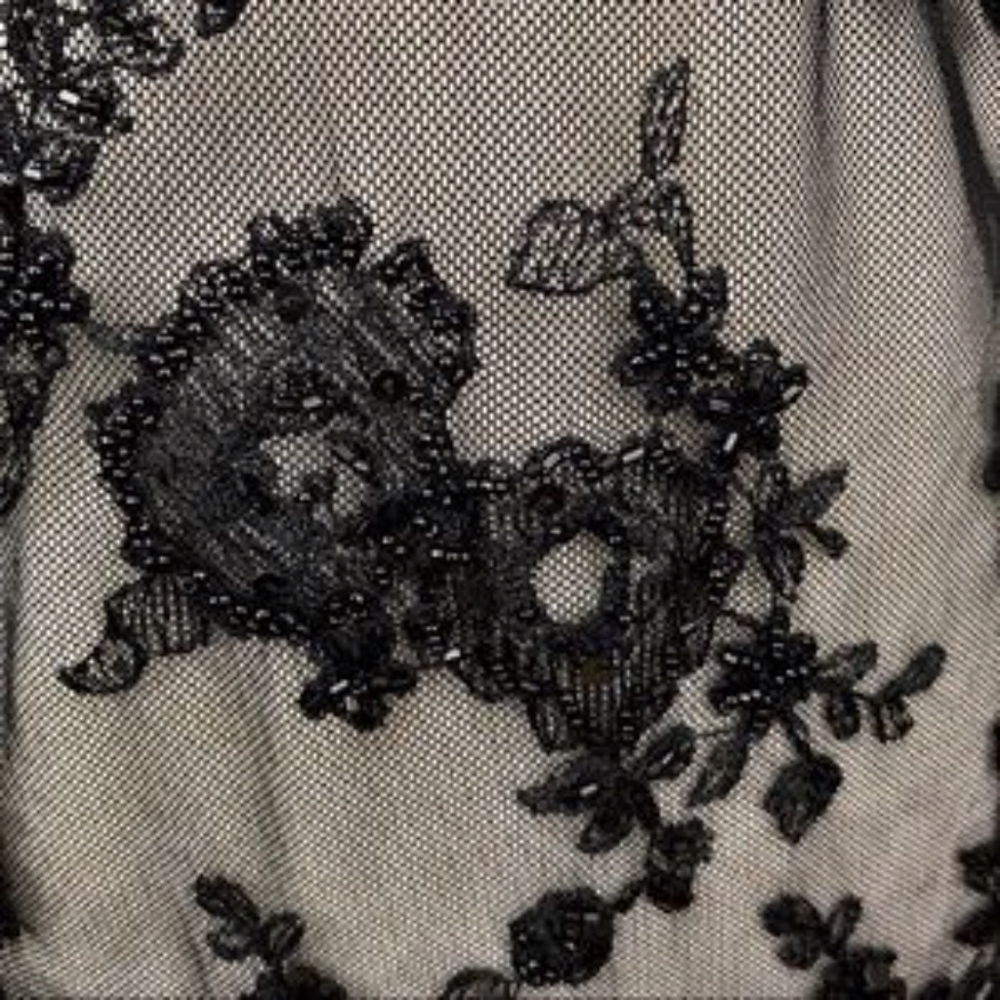 NY & Company Black Sheer Beaded Floral Blouse Cocktail Top NWT S - Picture 6 of 8